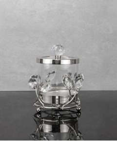 ZEYVE SILVER STONE STAND GLASS JAR 13x13x16cm. 